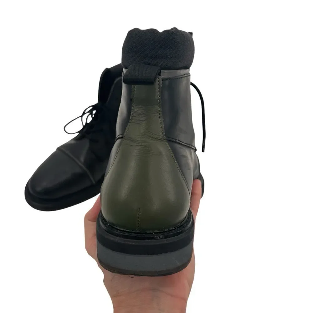 Vintage Foundry Men's Black with Olive Leather Boots size 10